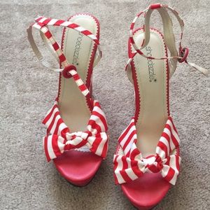 Red and white striped wedges